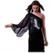 T-shirt gothique à manche voilée et épaule nue avec femme vampire et crucifix