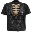 T-shirt gothique noir pour enfant avec dessin imitation sweat-shirt dézippé sur squelette