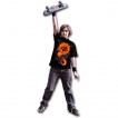 T-shirt gothique noir pour enfant avec dragon de flamme et crane