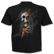 T-shirt gothique noir pour enfant à effet squelette sortant du vetement en flamme