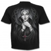 T-shirt homme avec jeune femme religieuse, rose et crucifix