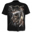 T-shirt homme avec squelette indien esprit du loup - noir
