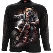 T-shirt homme biker manches longues à chien bulldog sur sa moto