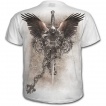 T-shirt homme blanc avec aigle, fleur de lys et crane