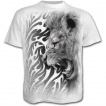 T-shirt homme blanc avec lion rugissant et motif tribal