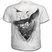 T-shirt homme blanc  crane avec racine de l'enfer et ailes d'ange