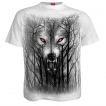 T-shirt homme blanc  loup hurlant dans les arbres et pleine lune