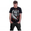 T-shirt homme  crane grav ail travers d'une chaine et d'une pe