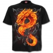 T-shirt homme gothique avec dragon de flamme et crane