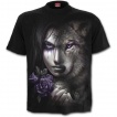 T-shirt homme gothique avec femme  demi-face de loup