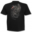 T-shirt homme gothique avec guerrier à halbarde combattant un dragon