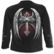 T-shirt homme gothique manches longues avec ange tatou prisonnier et croix macabre aile