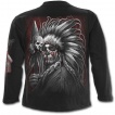 T-shirt homme gothique à manches longues avec chef indien et crane hybride