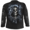 T-shirt homme gothique manches longues avec La mort entourée de ses fidèles chauves-souris