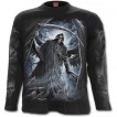 T-shirt homme gothique manches longues avec La mort entourée de ses fidèles chauves-souris