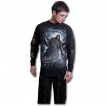 T-shirt homme gothique manches longues avec La mort entourée de ses fidèles chauves-souris