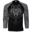 T-shirt homme gothique à manches longues avec loup et attrape-rêves amérindien