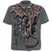 T-shirt homme gris avec dragon et symboles asiatiques