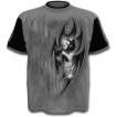 T-shirt homme gris délavé avec tête de mort et tribal