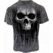 T-shirt homme gris dlav  crane avec coulures d'acide