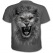 T-shirt homme gris  motif tribal et lion rugissant