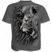 T-shirt homme gris  motif tribal et lion rugissant