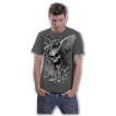 T-shirt homme gris à tête de mort ailée