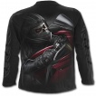 T-shirt homme à manches longues avec biker démon sur moto rouge sang