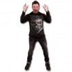 T-shirt homme à manches longues avec biker démon sur moto rouge sang