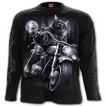 T-shirt homme manches longues à chat biker sur sa moto