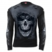 T-shirt homme manches longues à crane encapuchonné - aspect déchiré