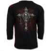 T-shirt homme manches longues à croix gothique et crane formé d'ossements