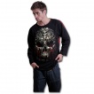 T-shirt homme manches longues à croix gothique et crane formé d'ossements