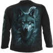 T-shirt homme manches longues à loups gardiens de la forêt et lune