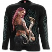 T-shirt homme manches longues à serpent cobra et déesse du rock sur fond tribal