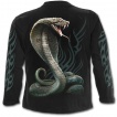 T-shirt homme manches longues  serpent cobra et desse du rock sur fond tribal