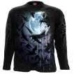 T-shirt homme manches longues à volée de corbeaux et pleine lune bleue