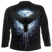 T-shirt homme manches longues à volée de corbeaux et pleine lune bleue