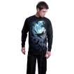 T-shirt homme manches longues à volée de corbeaux et pleine lune bleue
