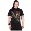 T-shirt homme noir avec guerrier dragon et scène de duel