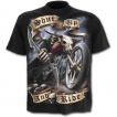 T-shirt homme noir avec La Mort sur sa moto et crane ailé