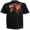T-shirt homme noir  dragon furieux incendiant une cathdrale