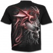 T-shirt homme noir à dragon rouge sur crane à pointes