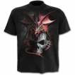T-shirt homme noir à dragon rouge sur crane à pointes