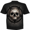 T-shirt homme noir effet craquel  tte de mort et pentacle