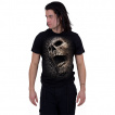 T-shirt homme noir effet craquel  tte de mort et pentacle