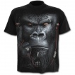 T-shirt homme noir à gorille tatoué tribal avec écouteurs