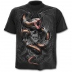 T-shirt homme noir imitation déchiré avec squelette et serpent