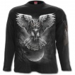 T-shirt homme noir manches longues  hibou en chasse et pleine lune