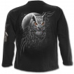 T-shirt homme noir manches longues  hibou en chasse et pleine lune